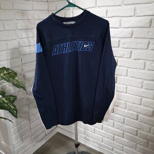 Nike Athletics Men's Size Medium Navy & White Long Sleeves Athletic Shirt